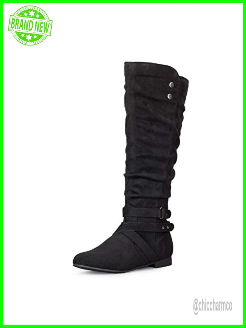Women's Knee High Slouchy Flat Boots Suede Side Zipper Fall Winter